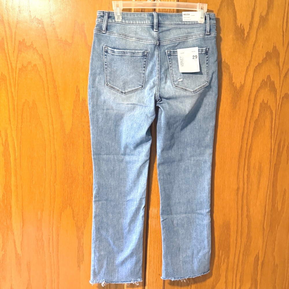 NEW VERVET Size 29 Melissa Mid-Rise Straight Leg Jeans Light Wash Raw Hem - Picture 10 of 10